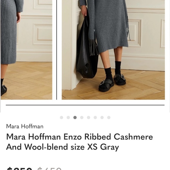 Mara Hoffman Enzo ribbed cashmere & wool blend turtleneck dress in grey size 2x - Picture 2 of 4